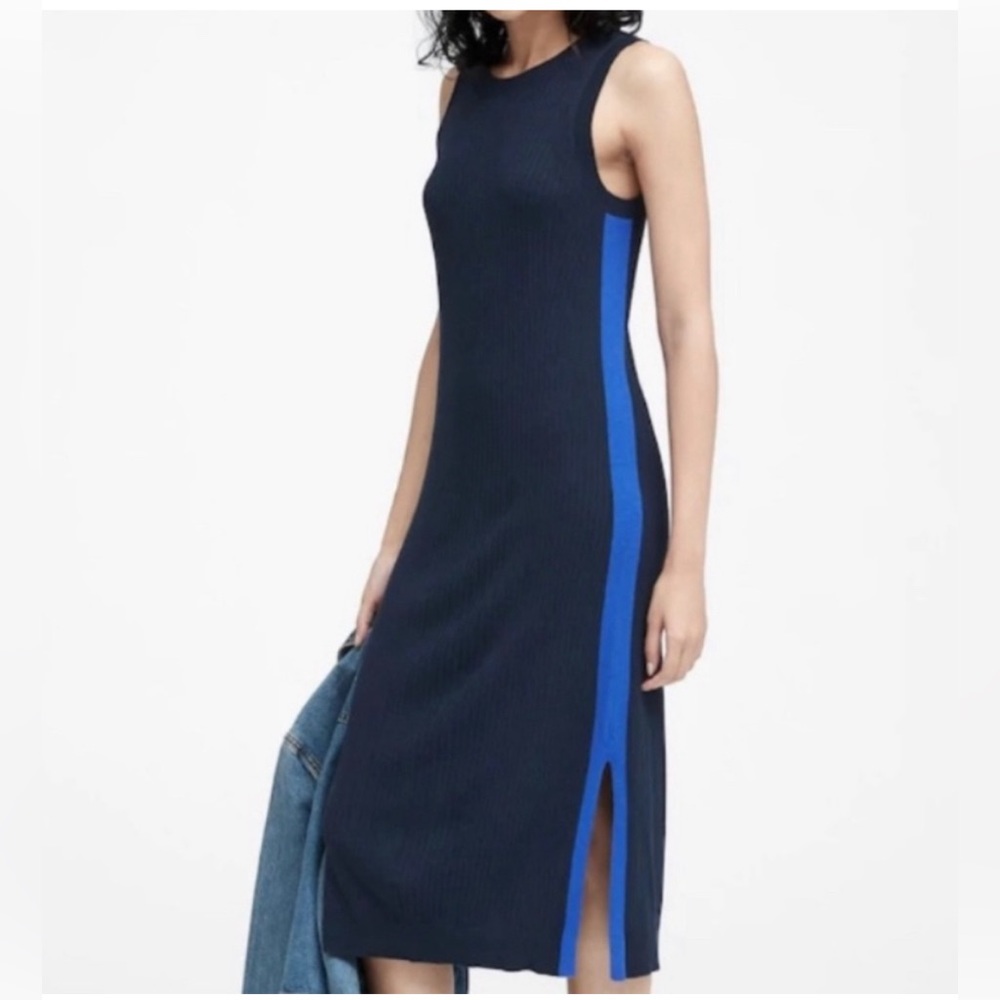 Banana Republic Navy Dress with Blue Side Stripe